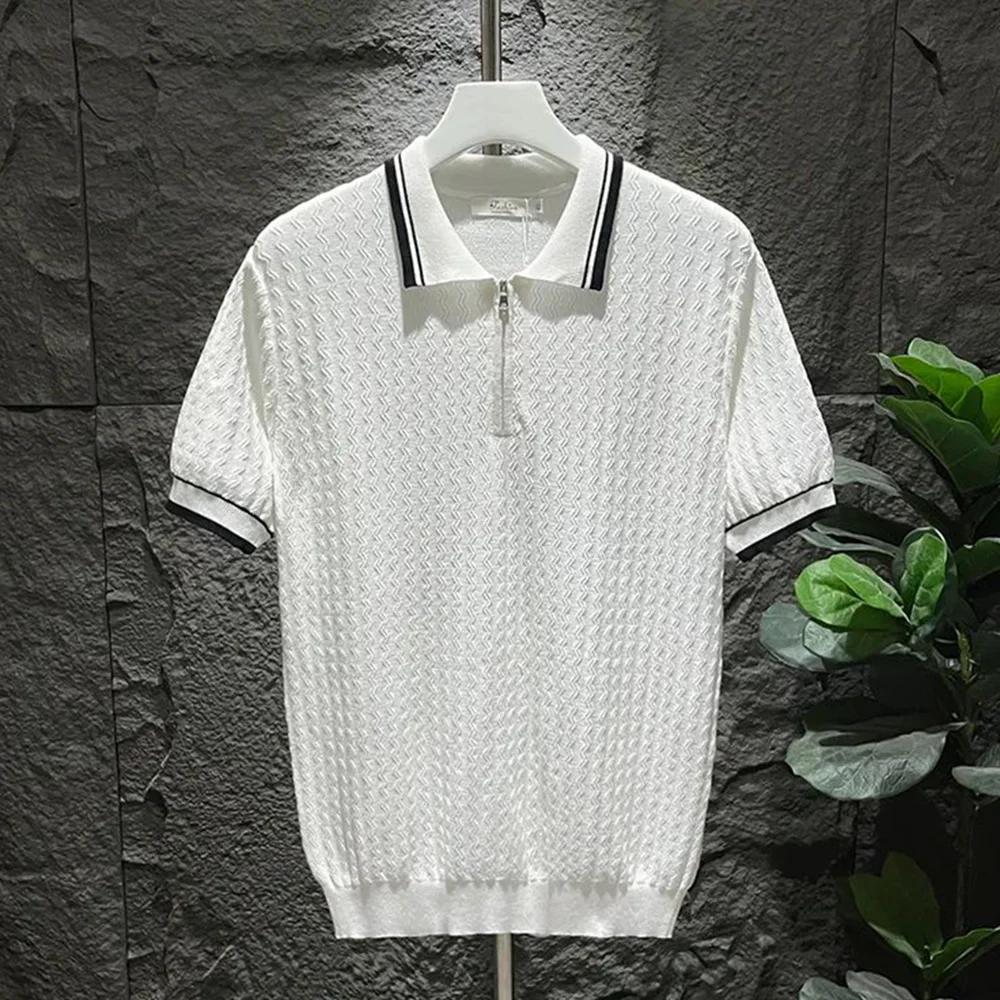 Ice Silk Retro Texture Slim Polo